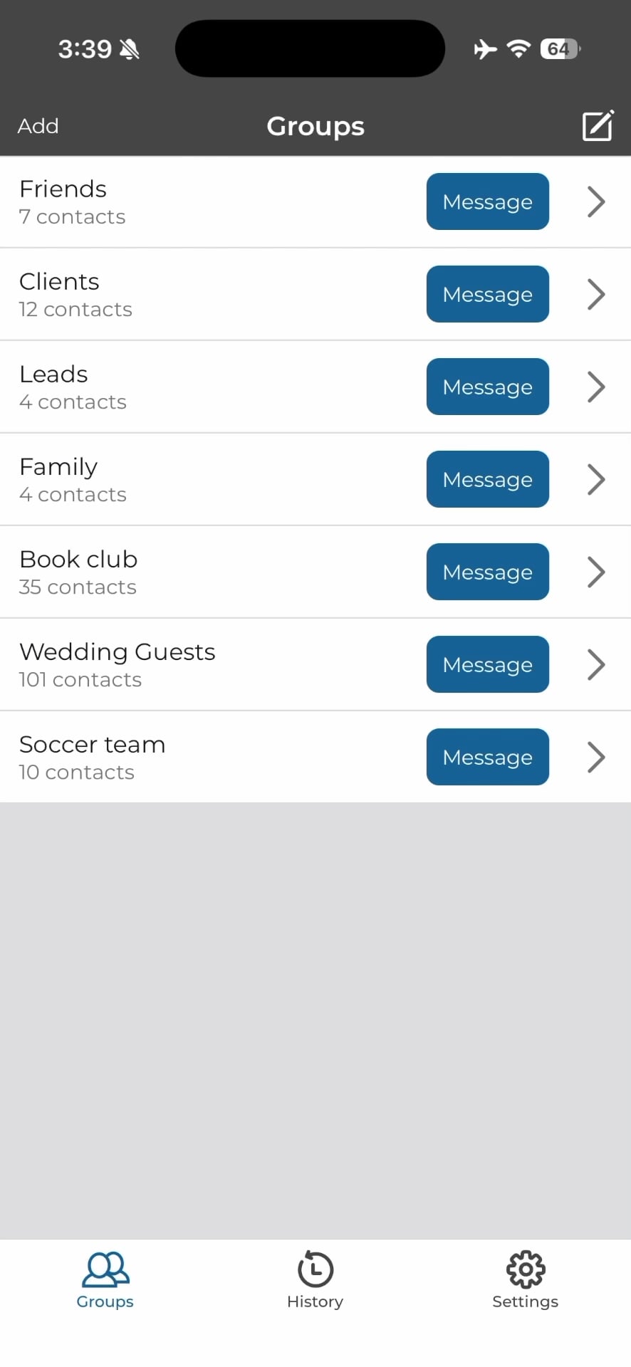 Bcc Text groups list preview