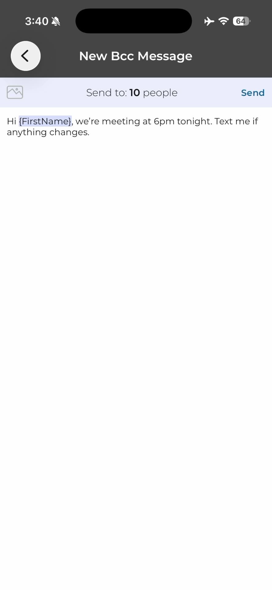 Bcc Text composing a private mass text on iPhone