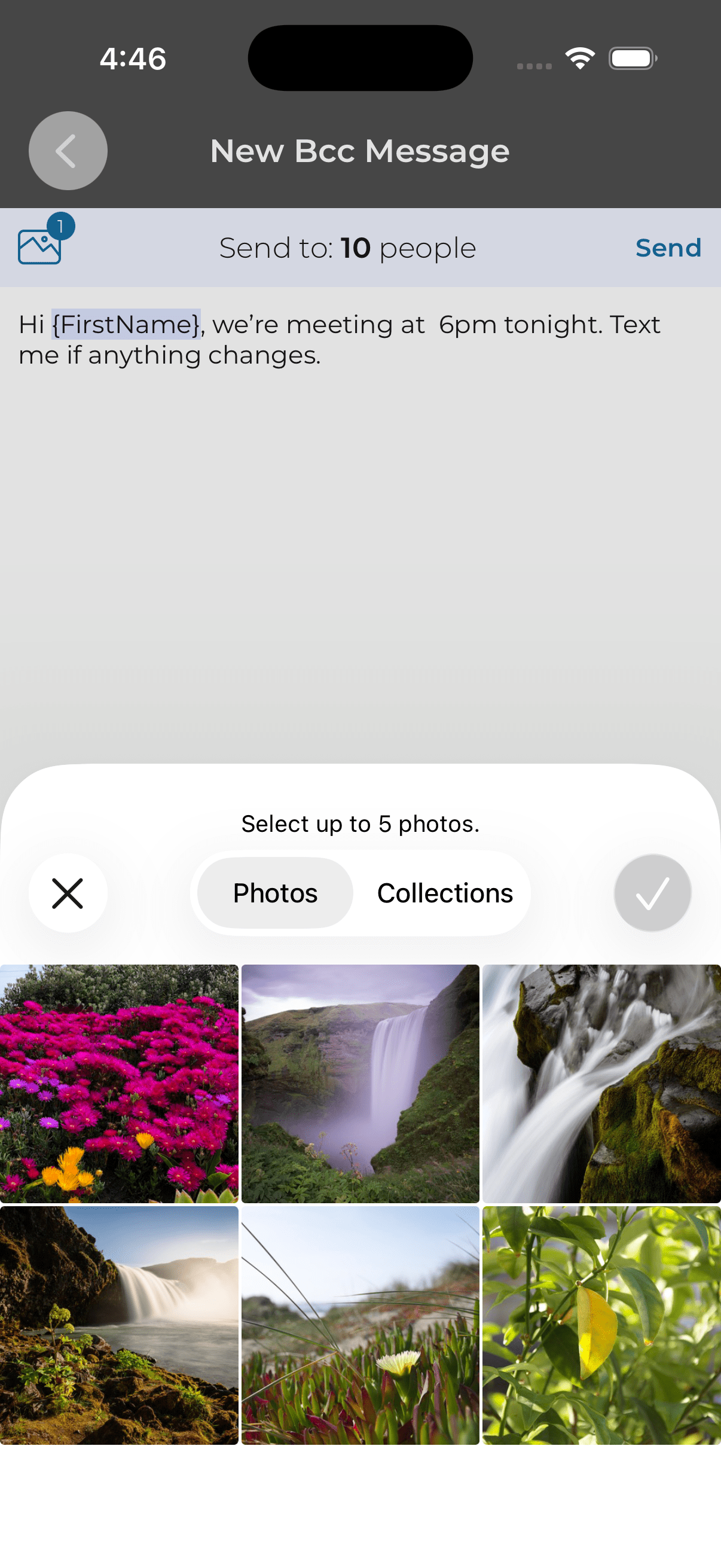 Bcc Text attaching photo preview